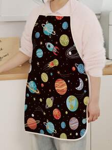 1 Piece Kitchen Apron, Rocket Dinosaur Planet Apron, Polyester Apron, Cooking Overalls, General Purpose Apron, Painting Arts Crafts Party Kitchen Baking Cooking Gardening, Kitchen Supplies, Waiter Apron - Multicolor - View 4