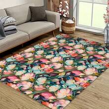 1pc Vintage Flower Fashion Style Rug, Polyester Entry Pad, Non-Slip Durable, Machine Washable, Easy Care, Suitable For Living Room, Bedroom, Laundry Room, Home Decor, Versatile Indoor/Outdoor Use; - Multicolor - View 14