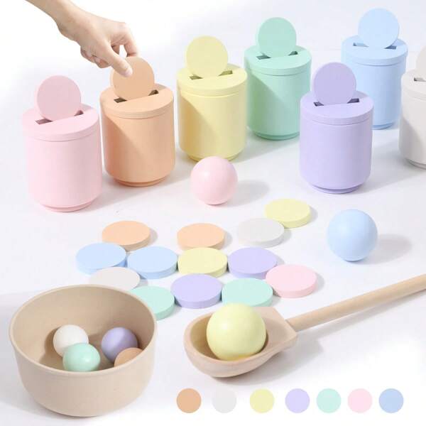 Wooden Sorting Toy, Wooden Matching Games For Learning Color Sorting And Counting, Hand-Eye Coordination & Color Recognition, Random Color