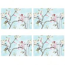 1pc/5pcs/7pcs Floral Art Print Polyester Table Runner With 6pcs Placemats - Polyester, Rectangle, Holiday Table Decor Cloth Runners, Home Decoration, Kitchen Dining Table Decor, Room Decor, Table Runners