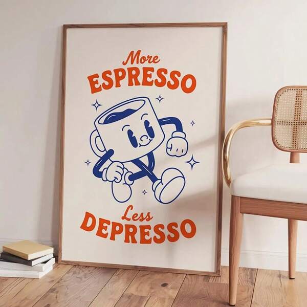 1 pieza Cartel impreso en lienzo con cita "More Espresso Less" sin marco, arte de pared minimalista para amantes del café, decoración moderna para apartamento, sala de estar, dormitorio