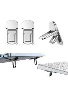 4/2PCS Mini Foldable Laptop Stand, Portable Computer Keyboard Riser With 2 Adjustable Angles, Self-Adhesive Invisible Notebook Stand And Keyboard Lift For Desk