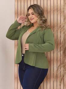 Women's Blazer Tailored Plus Size Cardigan Formal Long Sleeve Suit Elegant Double Collar Overcoat Modern Casual Fashion Fall/Winter Neoprene Simple Elegant Casual Party Sensual Fabric Contrast Waist V-Neck Evening Holiday Daily Birthday Party Formal & Evening Homecoming Bachelorette Party Travel Stage & Concert Tea Party Brunch Country Music Concert Airport Wear - 軍綠色 - 查看 4