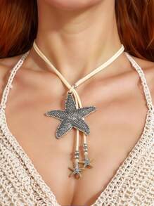New Starfish Symbol Beach Necklace For Women, Minimalist Retro Boho Style Necklace