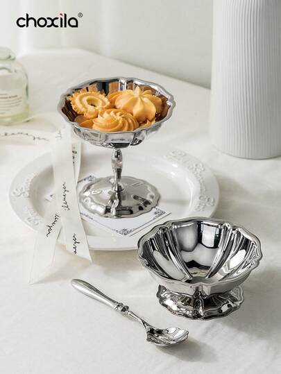 choxila 1 pièce Coupe à dessert en acier inoxydable, coupes à glace, bol à dessert, bol à salade, fruits, pudding, yaourt, collations, bonbons, plateau à bijoux, bougeoir, assiettes pour la maison, l'hôtel, les restaurants, les fêtes ou autres rassemblements sociaux, les mariages, le Ramadan, l'Aïd al-Adha