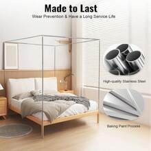 Canopy Bed Frame Stainless Steel Full Size Bed Canopy Frame Bed Post Poles Fit For Four-Corner Bed , Silver (2m*2m*2m) - 1 - 查看 2