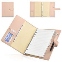 A5 Notebook Planner 6 Holes Loose Leaf Ring Memo Pad With Pen Holder Schedule Book Card Storage A5 Notebook Cover Card Storage Unisex Business Schedule Book Office Supplies School - Multicolor - View 12