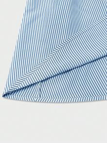 Internet Celebrity Spring And Summer Blue Striped Ruffle Bandeau Dress - Vacation Beach Mini Dress, Front Tie - Blue - View 5