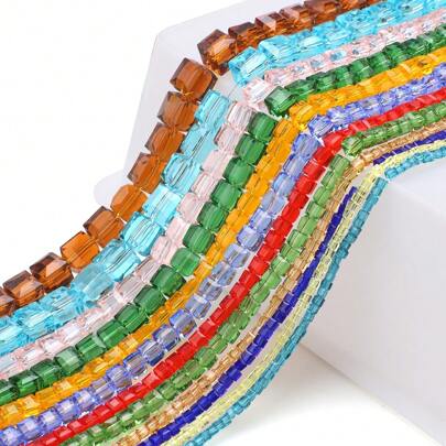 2 / 3 / 4 / 6 / 8 / 10 مم زجاج الخرز المربع مع ثقب في المنتصف لصنع المجوهرات DIY ، أكسسوارات لسلاسل الهاتف ، سلاسل المفاتيح ، الديكورات المعلقة ، الأحذية ، القبعات ، الحقائب