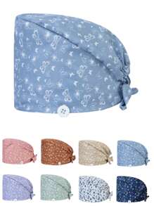 1 pieza Gorra de trabajo con bordado de mariposa de poliéster para mujeres, adecuada para médicos, enfermeras, amas de casa, antibacteriana y antipolvo, aplicable para primavera, verano, otoño e invierno