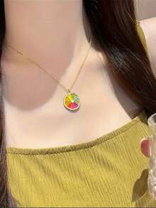 10pcs Assorted Color Metal Oil Drop Orange & Lemon Shape Pendants For DIY Jewelry Making, Earrings, Necklaces, Bracelets, Keychain, Cell Phone Charm - 10 Pieces Of Fruit - View 3