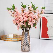 2PCS/6PCS Artificial Cherry Blossoms Peach Blossom Branches Short Branches Realistic Suitable For Home Wedding Bedroom Dining Table Office Vase Decoration
