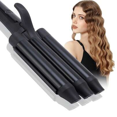 Arricciacapelli a 3 barili da 25mm per onde da spiaggia, piastra per arricciacapelli in ceramica per capelli lunghi, medi e corti, riscaldamento rapido
