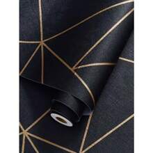 ﻿ ﻿1 Roll Of Black Gold Geometric Self-Adhesive Wallpaper With Dimensions Of 17.7 Inches X 39.3 Inches/118.1 Inches/196.8 Inches/393.7 Inches, Ready To Peel And Apply Vinyl Film Moisture-Proof And Thickened Wall Stickers For Living Room, Bedroom, Bathroom, Kitchen, Dormitory Walls, Home Decoration, Furniture Renovation, Easy To Match And Install Stickers Kitchen Accessories Kitchen Items Kitchen Decor Wall Paper Wall Decor