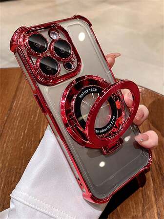 磁性兼容 16 15 Pro Max 支架支架保护壳奢华透明电镀镜头保护套兼容 13 11 12 14 Pro Max S22 Ultra S23 Ultra S24 Ultra 防水防震防摔防刮