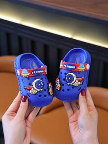 Un par de pantuflas tipo cohete de dibujos animados de las cuatro estaciones, nuevos zuecos con diseño genial, antideslizantes, resistentes al desgaste y con suela transpirable, adecuados para baño en interiores, playa y uso en exteriores - Azul - Ver 9
