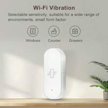 EMASTIFF Sensor de vibración WiFi inteligente para hogar Tuya, notificación por aplicación Smart Life, detección de movimiento y alarma en tiempo real, registro histórico de