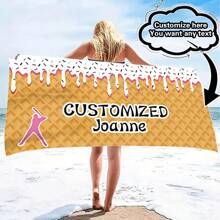 1pc Customizable Oversized Waffle Printed Beach Towel - Soft Polyester, Super Absorbent, Durable, Ideal For Beach, Pool, Camping & Travel, Modern Waffle & Baseball Design, Beach Accessory | Customizable Towel | Absorbent Fabric, Beach Blanket Bathroom Decor Summer Beach Essentials
