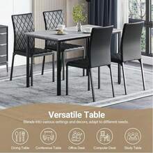 Dining Table, Modern Rectangular Dining Table Kitchen Table With Marble Effect Top And Metal Legs, 120x70cm Wooden 4-6 Seater Dinner Table For Home, Cafe And Restaurant - Grey - View 7