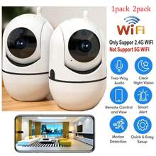 1 pièce/2 pièces Caméra de  WiFi 2,4 G avec vue à 360°, vision nocturne, surveillance à distance, audio bidirectionnel et contrôle via application mobile, convient pour la  de la maison et des entreprises, utilisation intérieure/extérieure