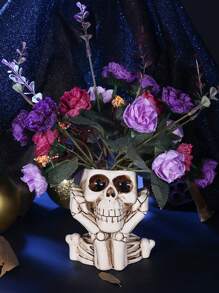 1pc Resin Skull Shaped Creative Flower Pot, Suitable For Garden And Home Plants, Home Decor Indoor Planting Supplies, Green Plant Pot, Gardening, Angel Decor, Plant Pot, Garden, Flower Pot, Garden Decor, Vase Decor