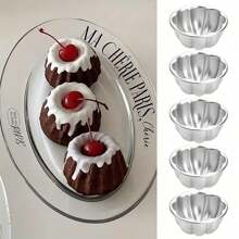 1-Piece, 6-Piece, 12-Piece Baking Egg Tart Molds, Mini Single-Cup Cake Baking Molds, Floral Aluminum Alloy Pudding Cups, Desserts, For Kitchen Cooking, Cake Molds Suitable For DIY Baking Tools And Supplies On Festivals, Birthdays, And Valentine's Day
