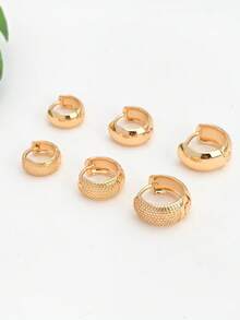 Trio Hoop Details Plated In 925 Silver And 18k Gold, Delicate, Feminine, Anti-Allergic - Gold - View 5