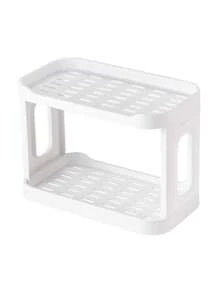 1Pc Multifunctional Display Rack, Double-Layer Desktop Shelf, Rectangle Desktop Organizer, Cup Holder, Shelf Decor Items, Beauty Storage, Flower Display Suitable For Cosmetics, Jewelry, Succulents And Desserts