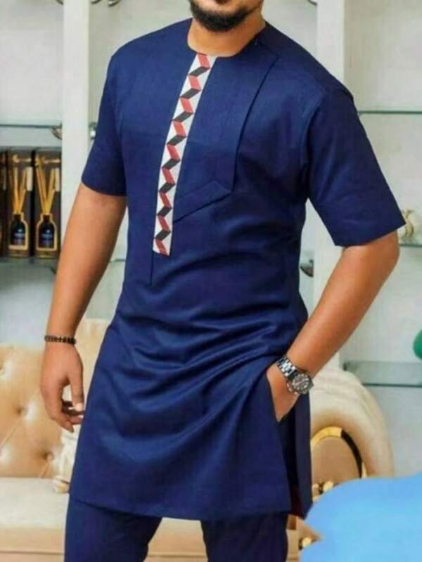 Dashiki African Men's Short Sleeve Printed 2 Pieces Suit Holiday Party Men's Casual Men's Suit