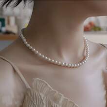 1 pièce Collier réglable en perle d'eau douce de culture fait main 1:1, élégant et gracieux pour femmes