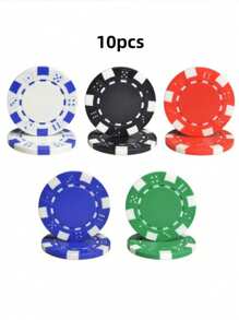 10 pièces de jeton de poker texas holdem en plastique de 5 couleurs, pièce commémorative, jeton de pari, protecteur de carte à jouer, jeton de jeu, pour divertissement familial et jeux de fête, jeux de fête pour adultes convenant pour Halloween/Noël/Thanksgiving
