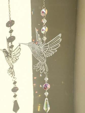 Atrapasoles de cristal con prismas, decoración colgante para ventanas, creador de arcoíris interior, ornamento, atrapasoles con forma de colibrí y prismas, regalo, paquete de 1