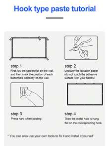 GAINVANE 2025新款户外电影屏幕，投影布，悬挂安装屏幕，可折叠便携式露营电影屏幕，升级版黑色聚酯不透明可折叠软屏幕，有60英寸、72英寸、84英寸、100英寸、120英寸、150英寸尺寸可选