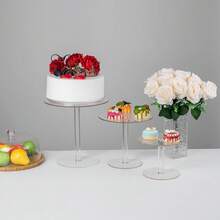 1 pieza Pedestal acrílico para pastel, base redonda de acrílico transparente para pastel, soporte para cupcakes para fiestas, bodas, reuniones, soporte para pasteles y postres