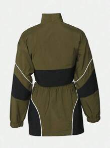 Conjunto de chaqueta y falda de estilo europeo y americano holgado y casual, de color block, manga larga, nueva llegada de otoño 2024 para mujeres