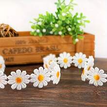 6 Yards Daisy Flower Lace Trim Ribbon - 0.98 Inch Width Fabric Embroidered Applique Ribbon For DIY Crafts And Projects - White Floral Pattern Lace Decoration