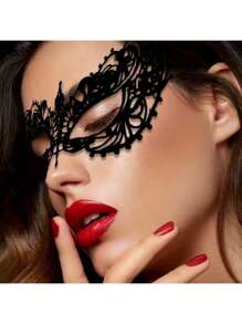 5pcs Elegant Black Lace Venetian Style Party Masks - Intricate Floral Design, Perfect Accessory For Parties, Carnivals And Formal Events | Venetian Masquerade Masks | Delicate Lace Details, Rave