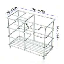 1 PC Minimalist Stainless Steel Toothbrush Storage Rack: Also Ideal For Cosmetics And Miscellaneous Items Organization Bathroom Decor Fall Decor Back To School - Silver - View 8