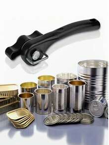 1pc Multi-Function Manual Can Opener/Bottle Opener - Classic Design, Easy To Use, No Sharp Edges, Durable Stainless Steel Blade And Cutting Wheel, Smooth Cutting Edge, Extra Large Knob For Easy Turning, Ergonomic Soft Rubber Handle, Versatile Kitchen Tool