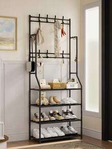 1pc Multi-Tier Shoe Rack, Home Entryway Shoe Shelf Organizer, Multifunctional Shoes & Hat Storage Rack - Multicolor - View 4