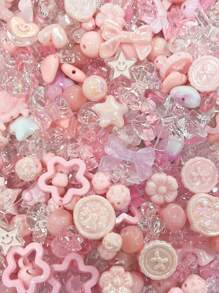 50/100g Cuentas acrílicas de colores variados, en formas de flores, lazos, estrellas y corazones, para hacer joyas, pulseras, collares, cadenas de teléfono móvil y accesorios hechos a mano