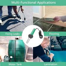 Pistola de soldadura de plástico de aire caliente de 1600 W, ampliamente utilizada para algunas soldaduras de reparación de tanques químicos, accesorios de tubería, membranas impermeables y revestimientos impermeables. - Verde - Ver 3