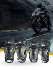 4pcs/Set Compact All-Season Motorcycle Protective Gear, Removable PP Shell Knee Pads & Elbow Pads, Anti-Fall Anti-Collision, Lightweight And Breathable