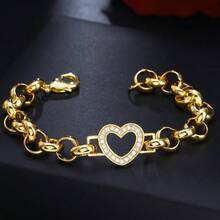 1pc Heart-Shaped Hollow Zirconia Encrusted Bracelet, Versatile Accessories For Women, Suitable For Everyday Wear - ST-95 - View 2