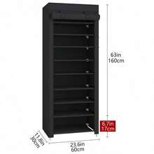 10层鞋架9格带防尘罩鞋架收纳架 - 彩色 - 查看 3