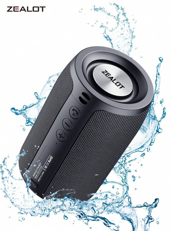ZEALOT Caixa de som sem fio ZEALOT S32 de 10 W, portátil para uso externo, Bluetooth, bateria de 1800 mAh, à prova d'água IPX5, até 8 horas de reprodução, compatível com cartão SD/AUX/unidade U, função de emparelhamento duplo, compatível com computador/TV/celular/tablet, adequada para carros/atividades ao ar livre/ciclismo/dança