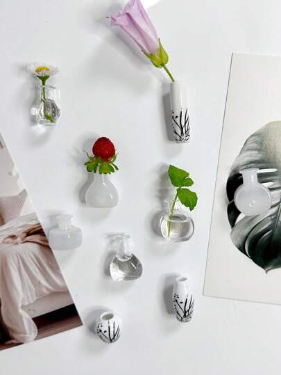 Set de 3 jarrones de vidrio en miniatura con imanes para nevera, decoración para el hogar, jarrones decorativos, imanes para nevera, adecuados para decorar refrigeradores y habitaciones, regalos para fiestas de mujeres y regalos de cumpleaños
