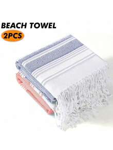 2 件超大土耳其沙滩巾泳池游泳毛巾成人轻薄速干无沙超大度假旅行配件必备邮轮必需品绿色夏季旅行、度假浴室装饰海滩必需品