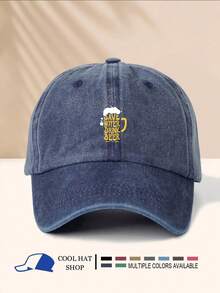 1 chiếc Mũ lưỡi trai cổ điển in logo bia cổ điển, Mũ vành cong phong cách Hipster Hip-Hop, Mũ lưỡi trai chống nắng có thể điều chỉnh, Mũ lưỡi trai Unisex cho bố - Mũ đã rửa - Xem 4