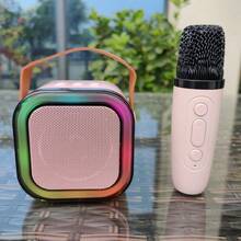 带无线麦克风的便携式无线卡拉 OK 扬声器系统，带 RGB 彩色 LED 灯的 HIFI 立体声 KTV 扬声器，是户外卡拉 OK、运动、旅行、家庭聚会、生日的最佳礼物